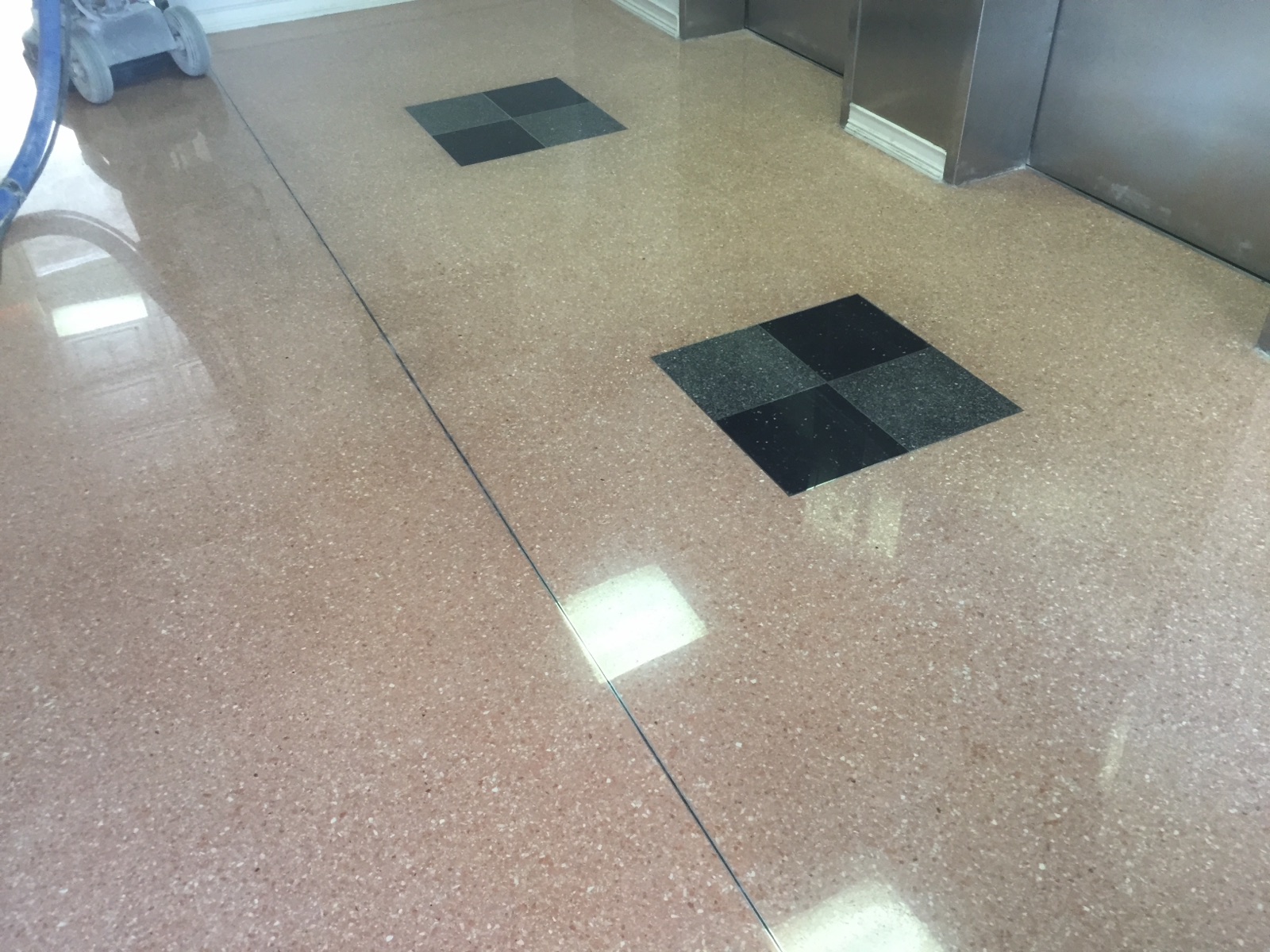 Polished terrazzo in a condo lobby in Palmetto