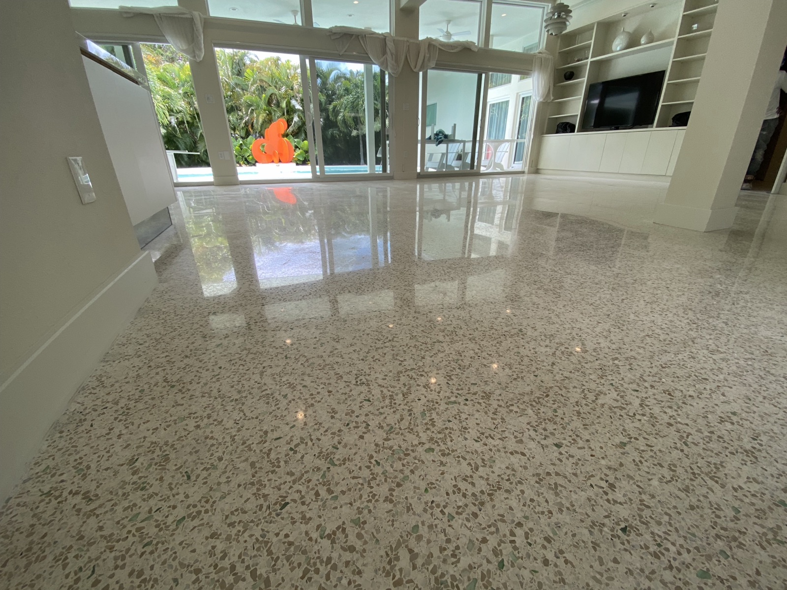 Terrazzo living room in a home in Lido Shores, Sarasota