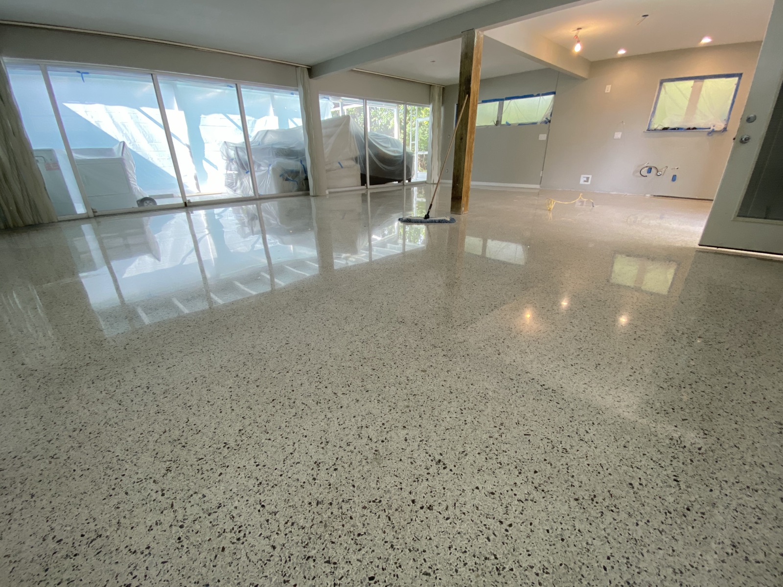 Polished terrazzo in a home undergoing renovations in Lido Shores, Sarasota