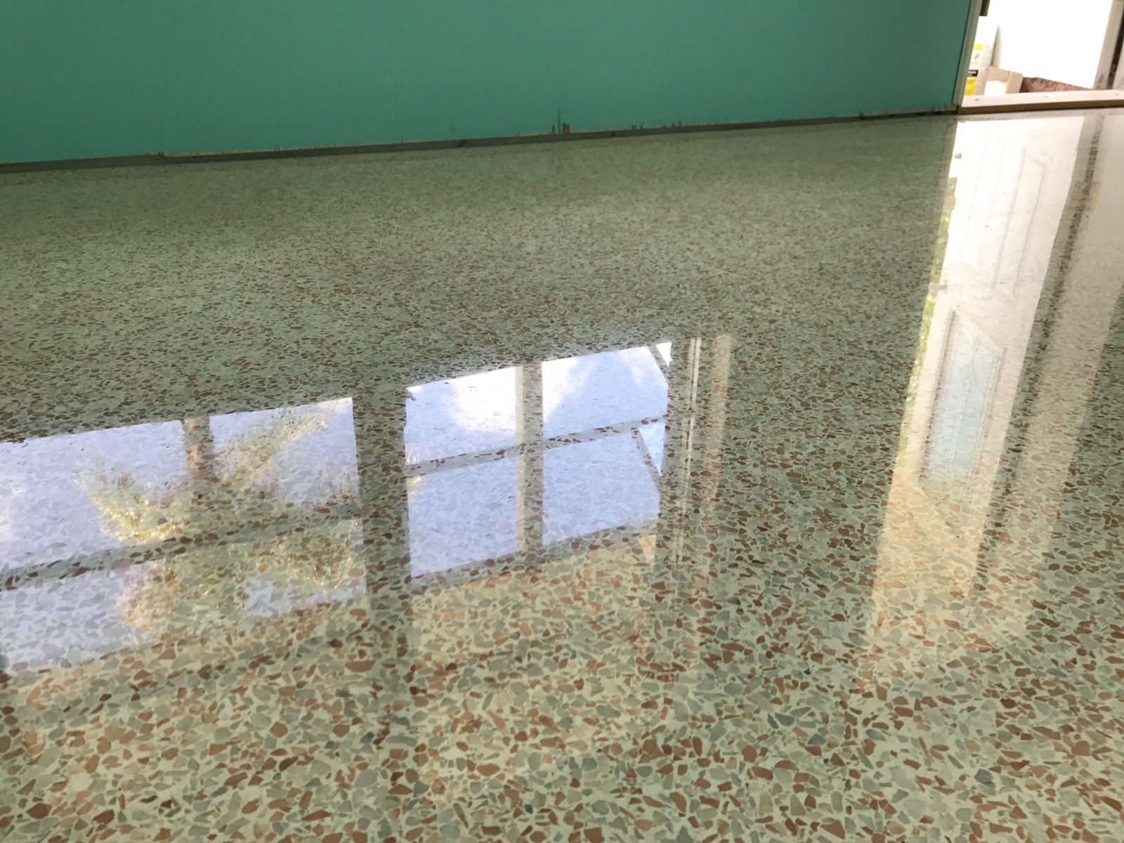 Shine on terrazzo floor in Englewood