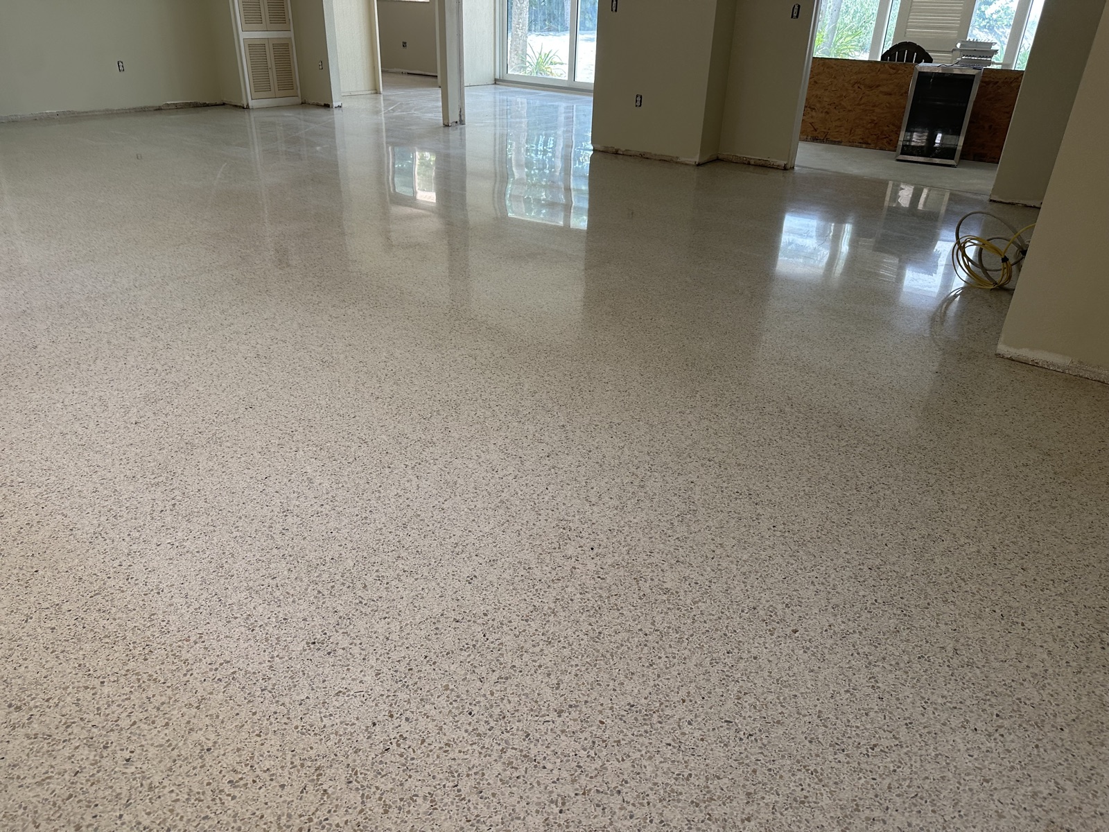 The same view of the main room after resurfacing and polishing
