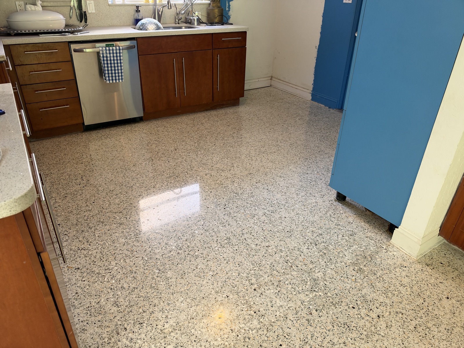 Restored terrazzo in the kitchen.